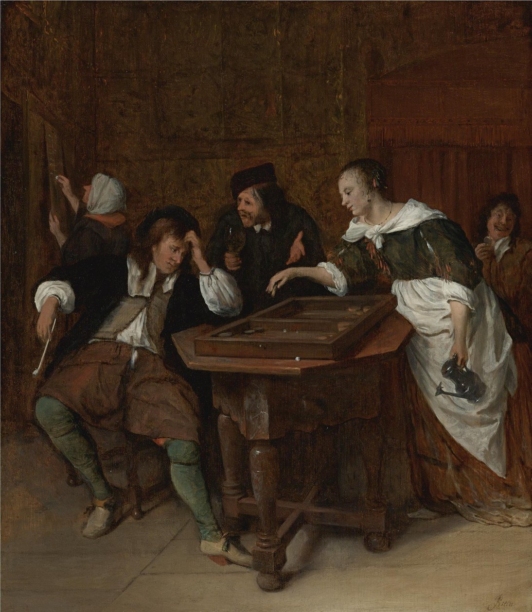 De Tric-Trac Spelers door Jan Steen