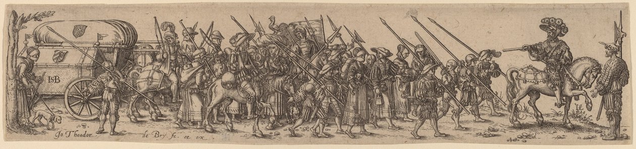 De bagagetrein met de sergeant-majoor door Jan Theodor de Bry after Barthel Beham