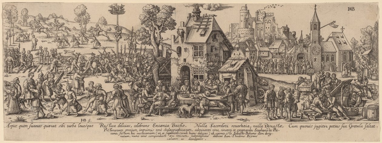 Dorpskermis door Jan Theodor de Bry after Sebald Beham
