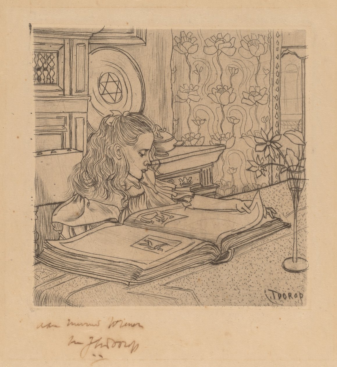 Charley Bekijkt een Album met Prenten door Jan Toorop