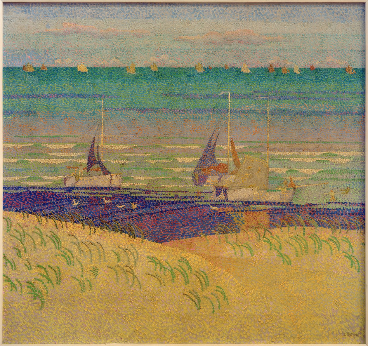 Duinlandschap met zeilboten door Jan Toorop