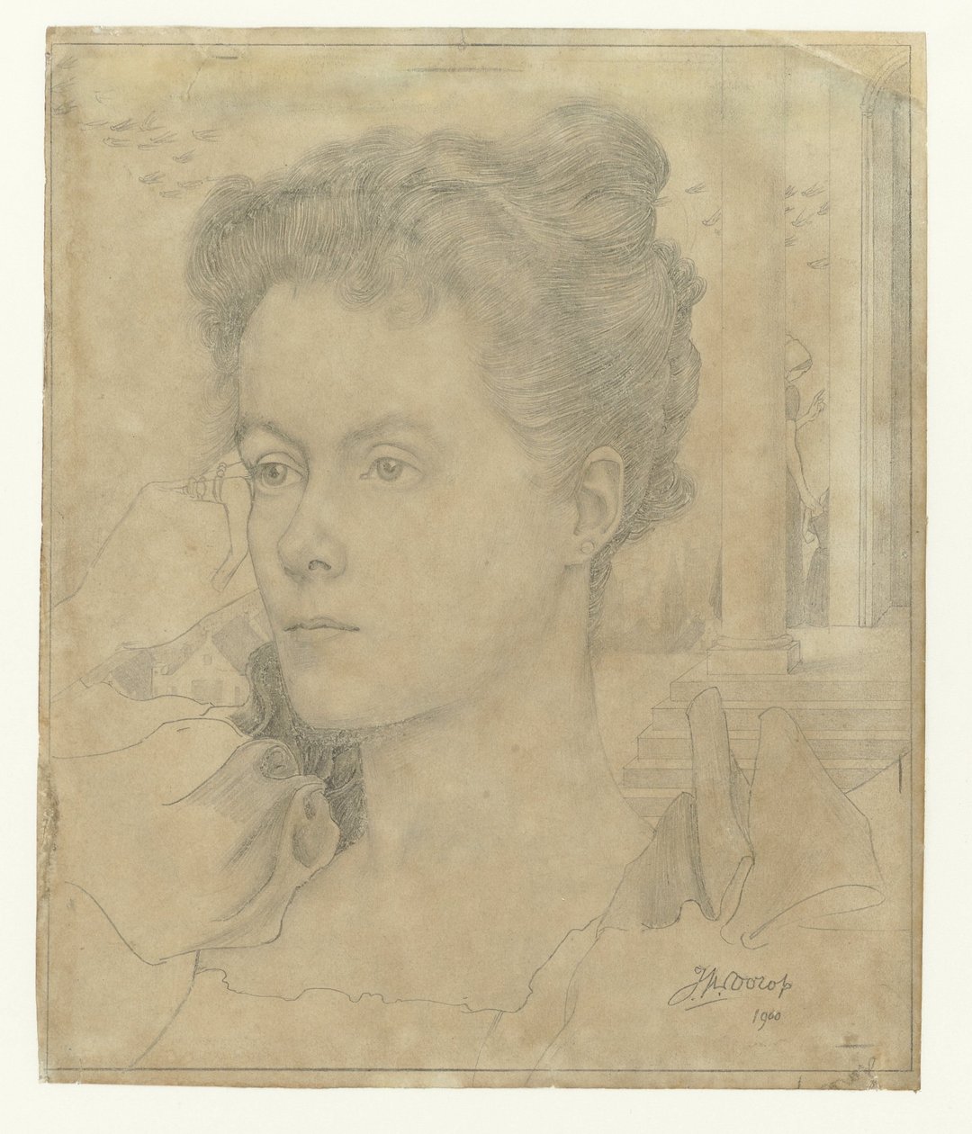 Portret van Jan Toorops echtgenote Annie Hall of haar zus Janet Hall door Jan Toorop