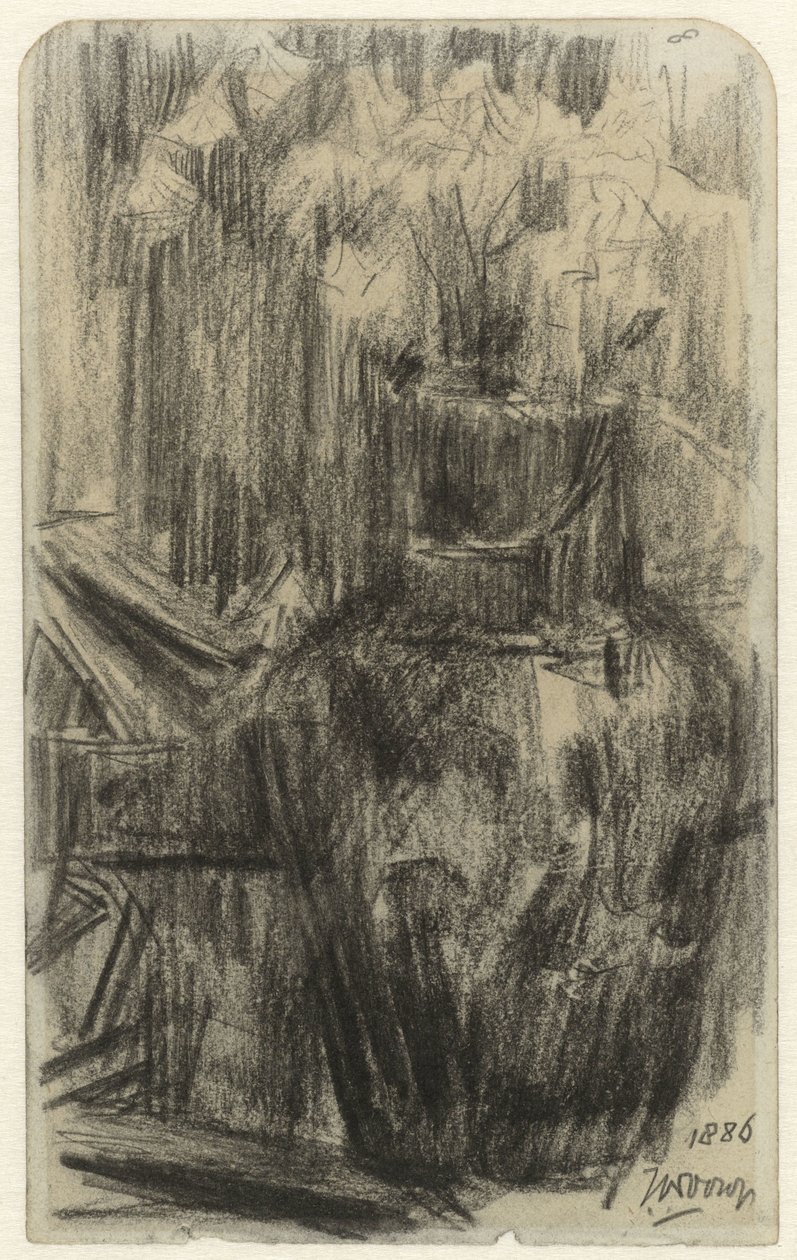 Vaas met bloemen in een interieur door Jan Toorop