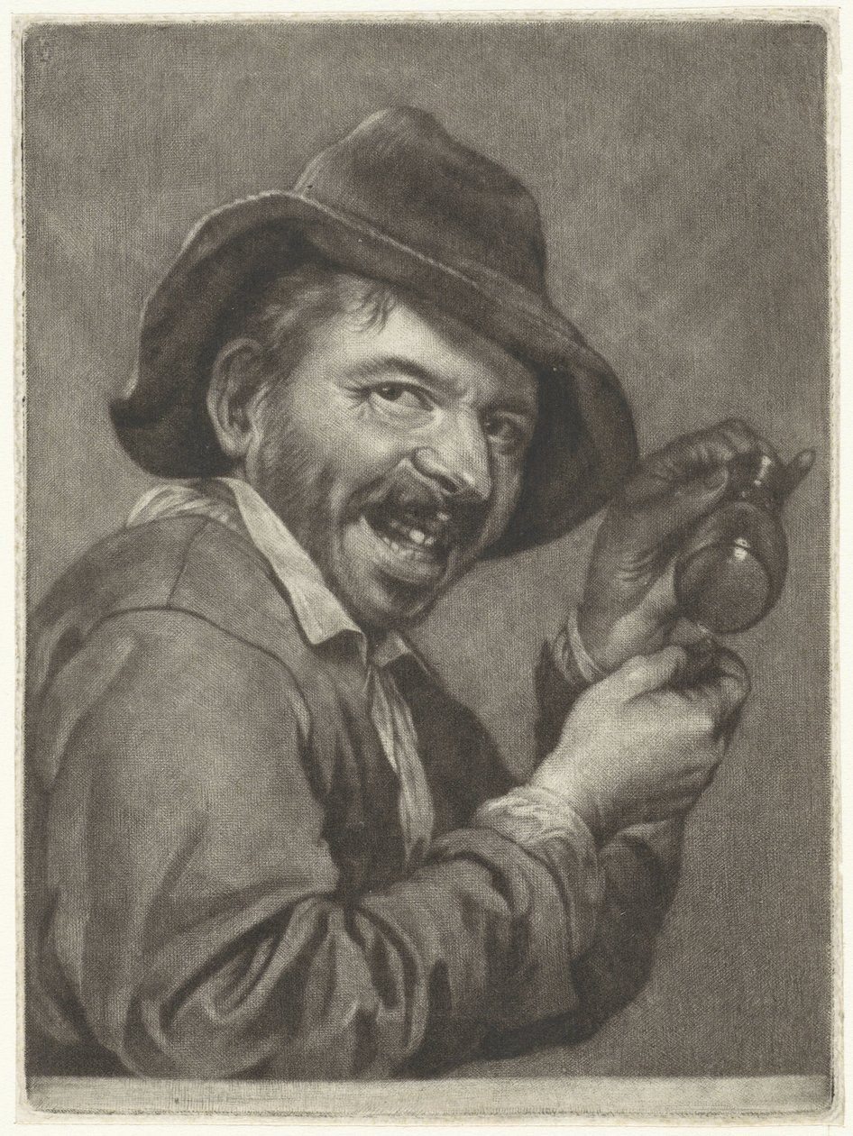 Man met een leeg glas door Jan Verkolje (I)
