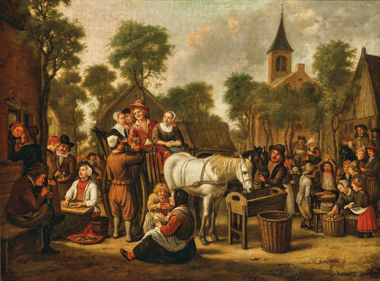 Jan Victors marktscène 1650 door Jan Victors