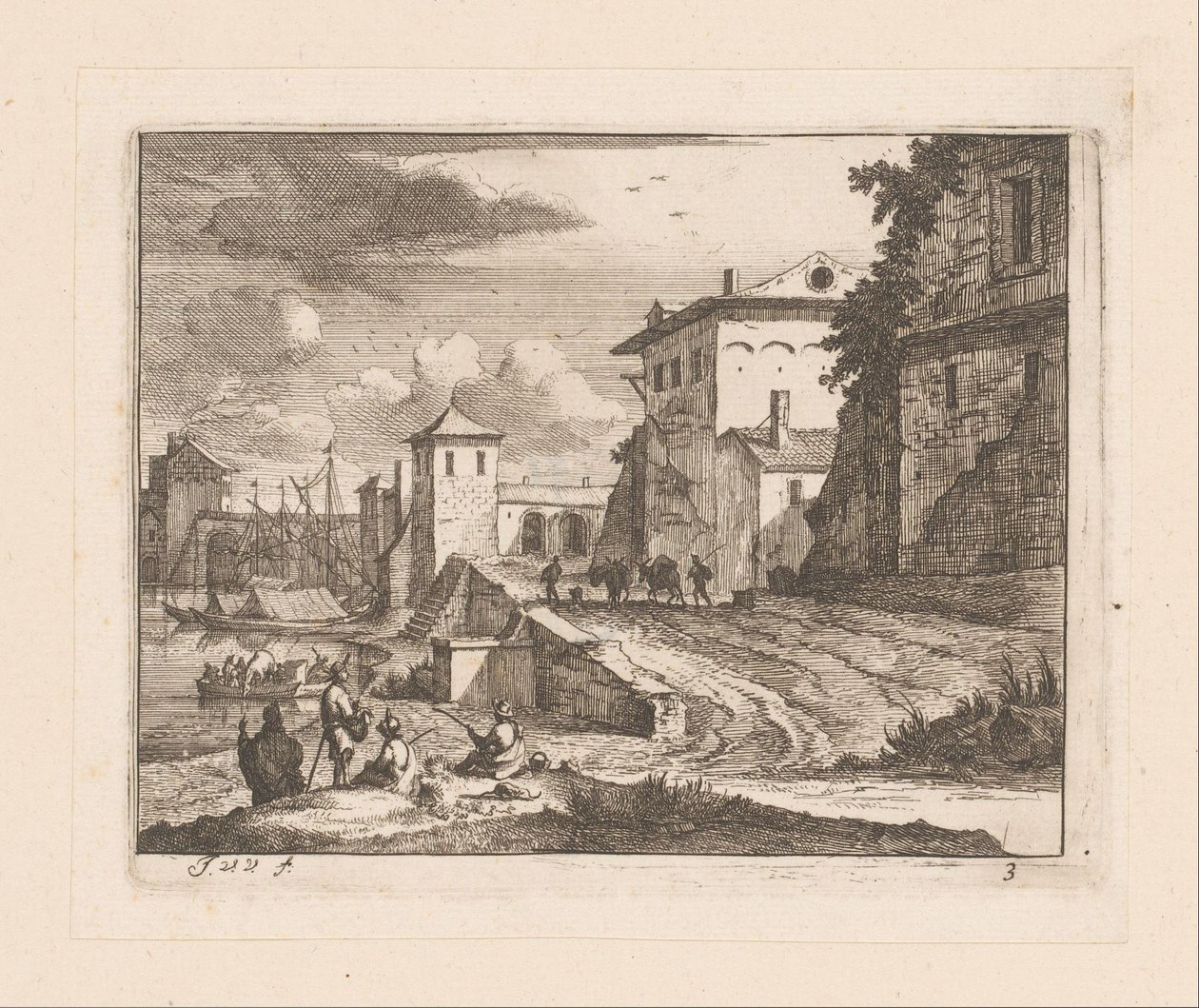 Kades van een Italiaanse haven door Jan Vincentsz. van der Vinne