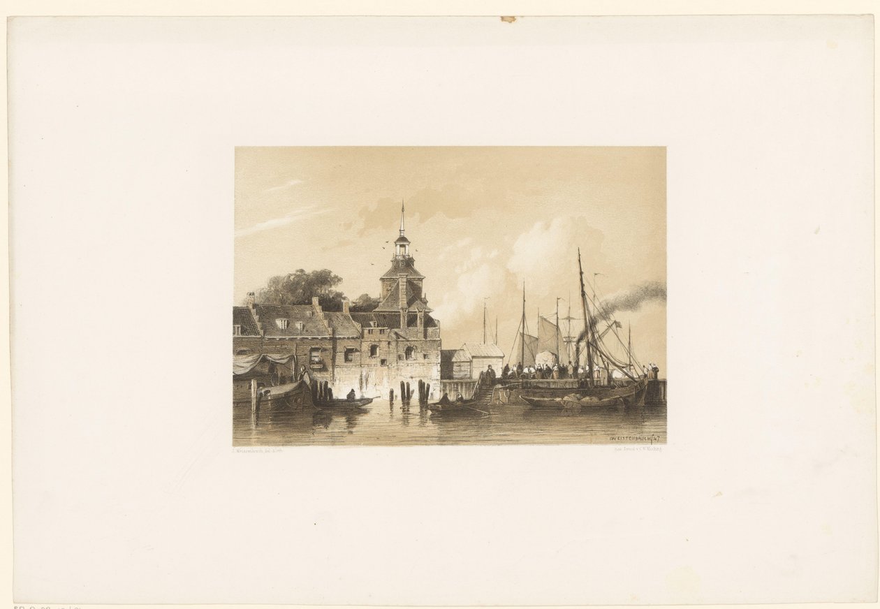 Gezicht op de Oude Hoofdpoort te Rotterdam door Jan Weissenbruch
