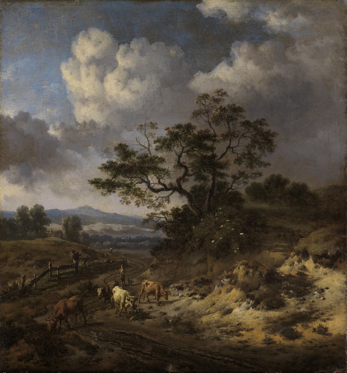 Heuvelachtig Landschap met Koeien door Jan Wijnants