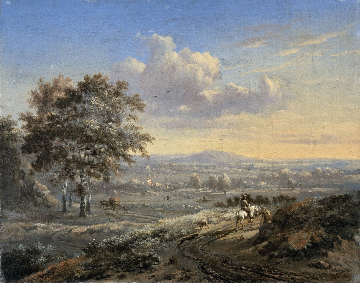 Heuvelachtig Landschap met een Ruiter op een Landweg door Jan Wijnants