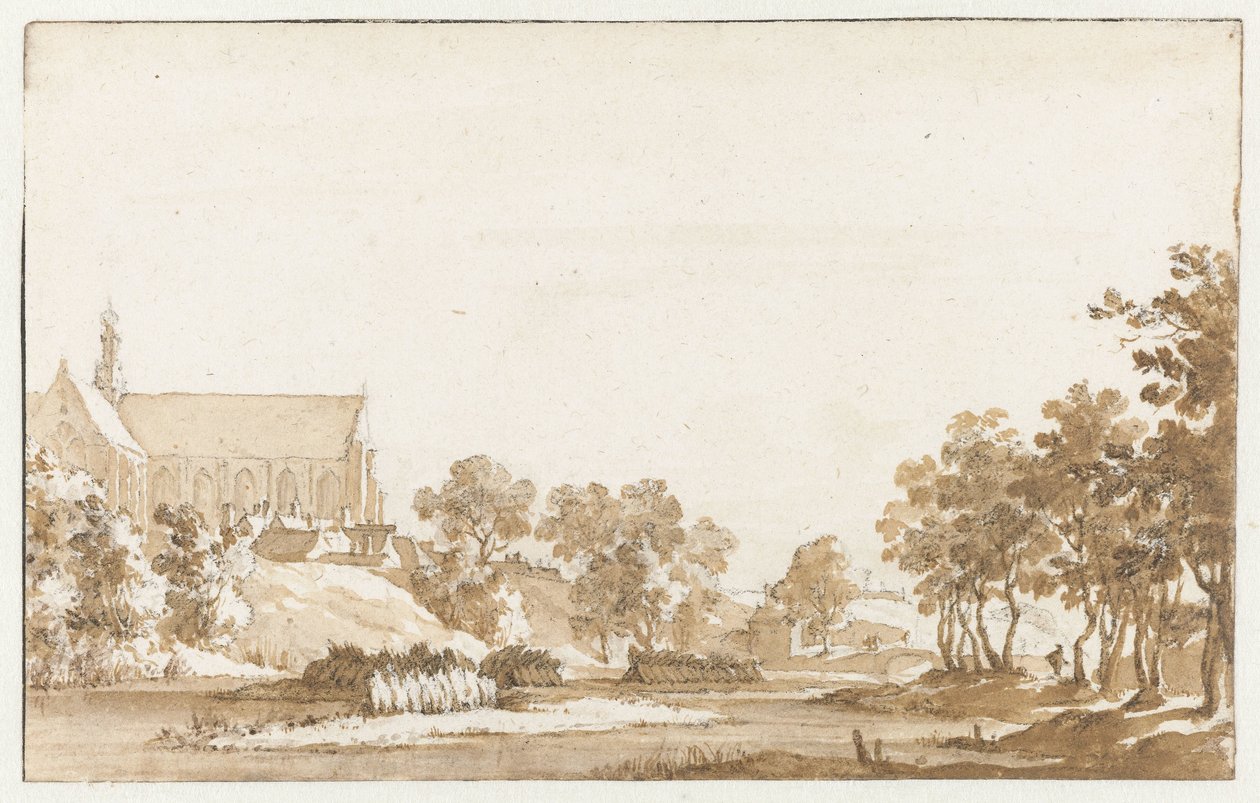Gezicht op de St. Laurenskerk te Alkmaar door Jan de Bisschop