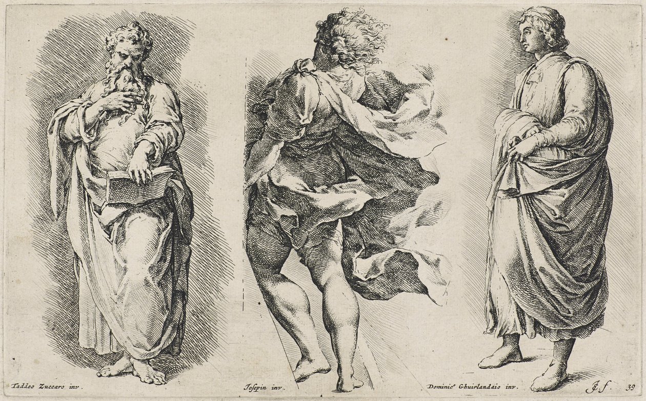 Drie ongetitelde figuren naar drie Italiaanse kunstenaars door Jan de Bisschop