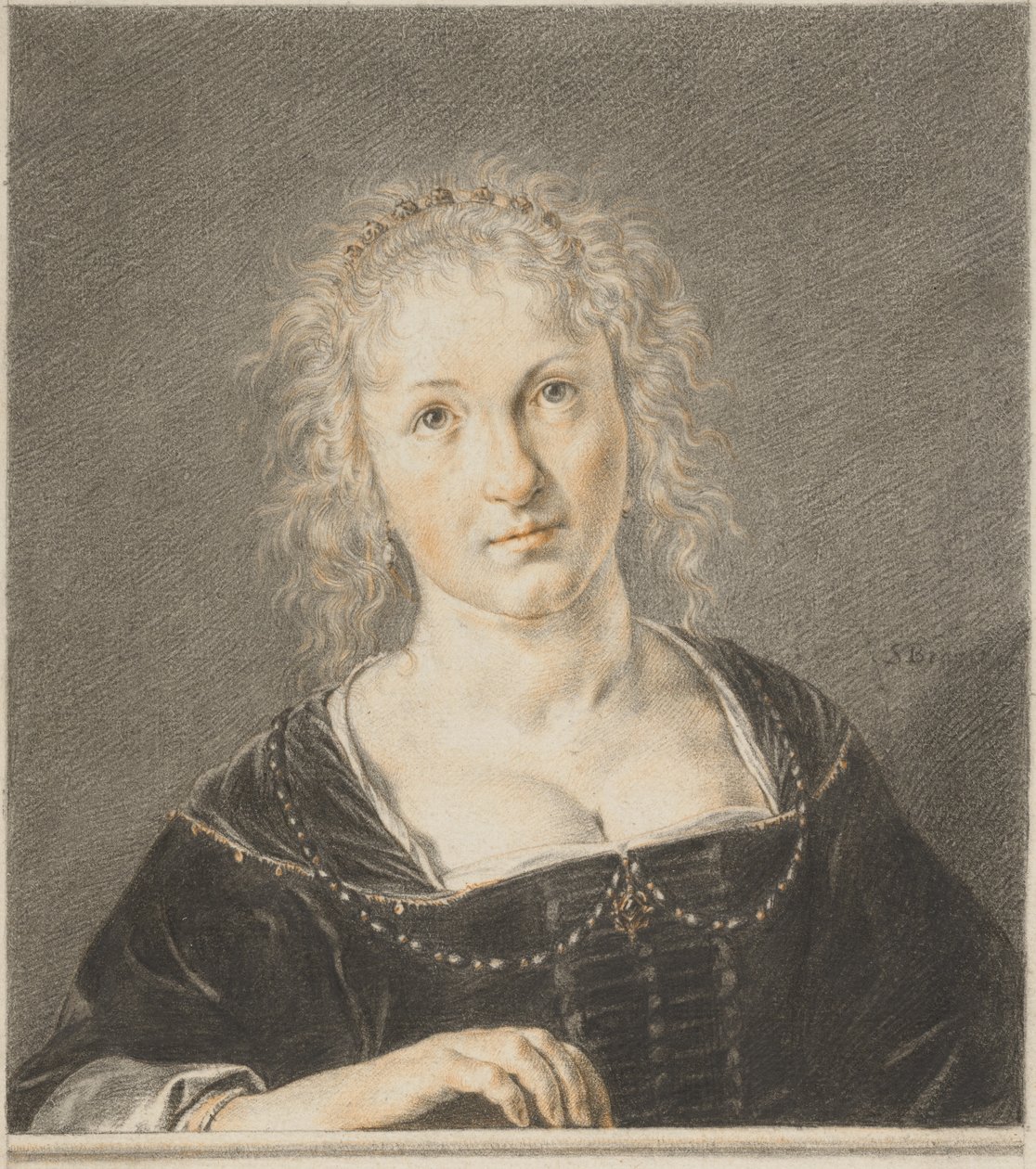 Jonge vrouw bij een balustrade door Jan de Bray