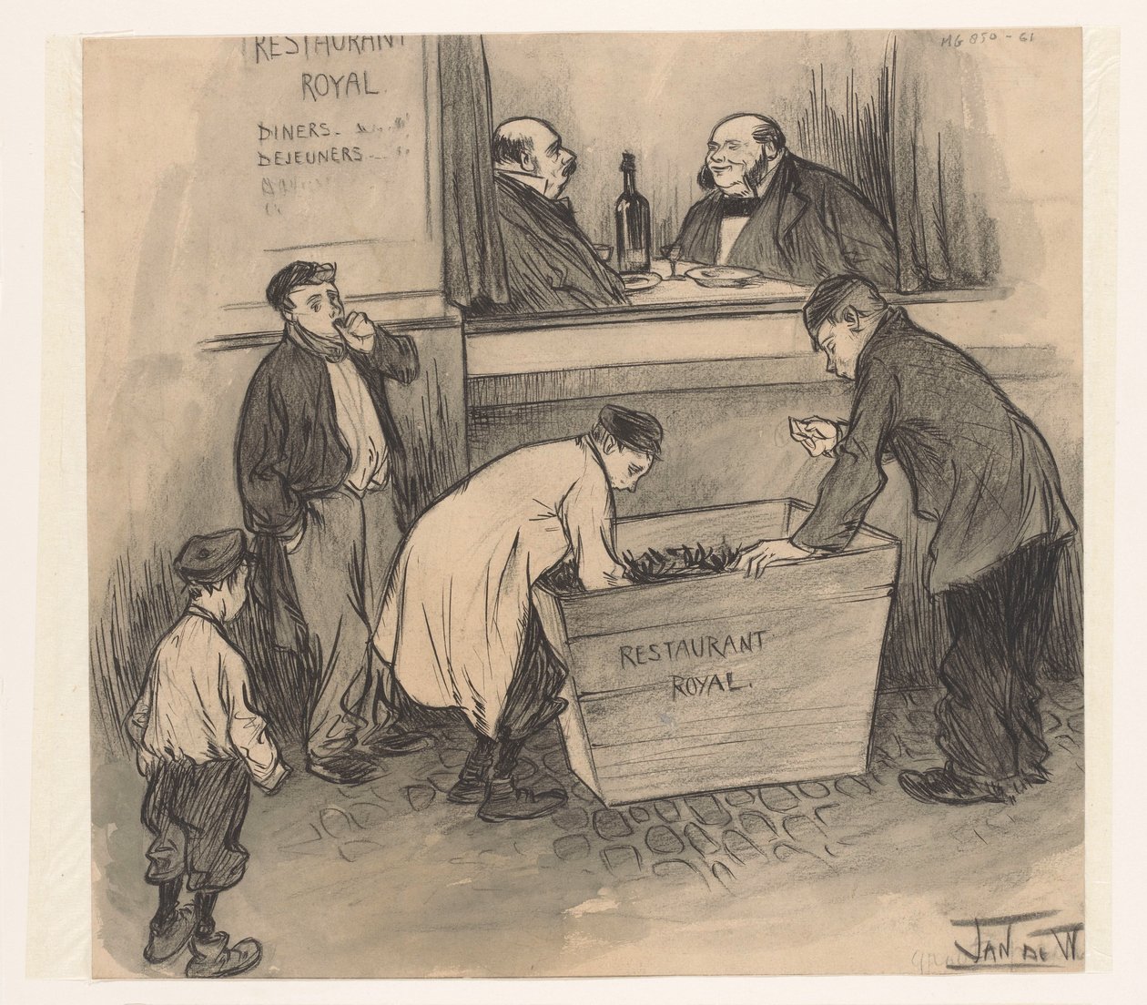 Voor Restaurant Royal - Den Haag, februari 1896 door Jan de Waardt (signed by artist)