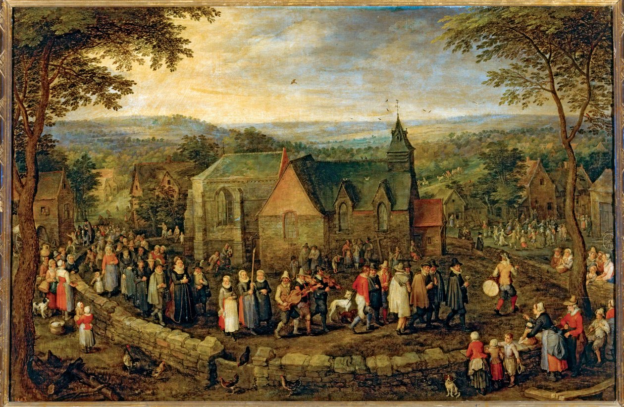 Bruiloft op het platteland ... (olieverf op doek) door Jan the Elder Brueghel