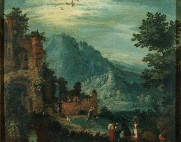 Landschap met klassieke ruïnes door Jan the Elder Brueghel