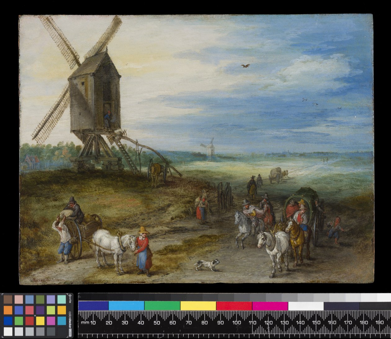 Landschap met molen en karren, ca. 1611 door Jan the Elder Brueghel