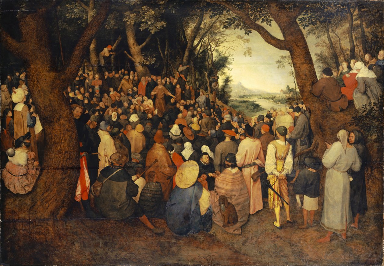 De preek van Johannes de Doper, ca. 1598 door Jan the Elder Brueghel