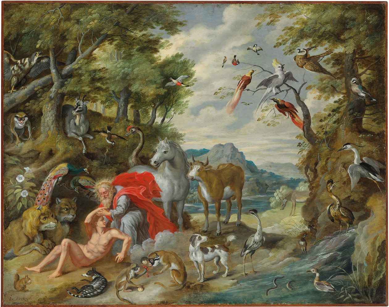 De schepping van Adam, uit Het verhaal van Adam en Eva door Jan Brueghel the Younger