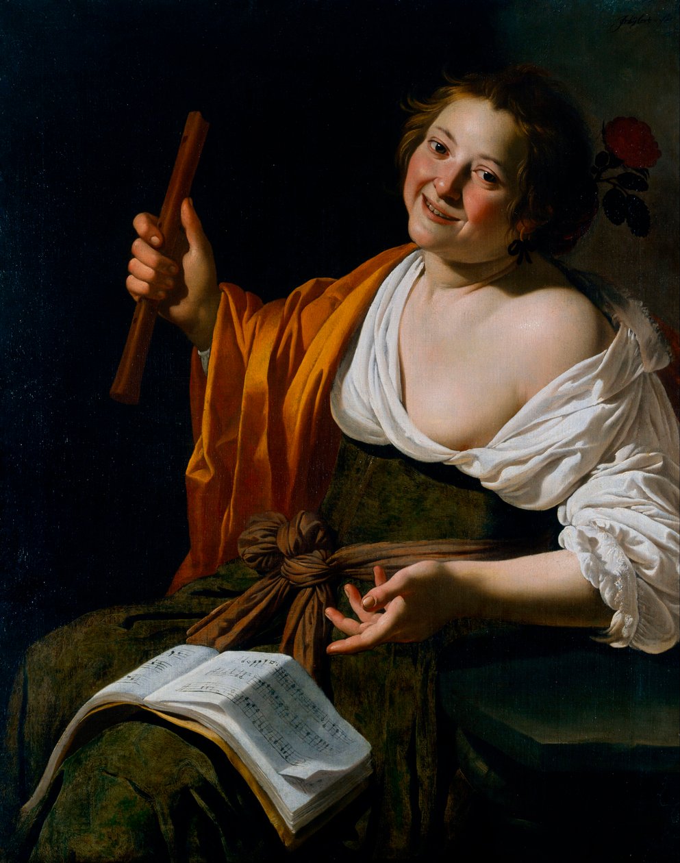 Meisje met fluit, ca. 1630 (olieverf op doek) door Jan van Bijlert or Bylert