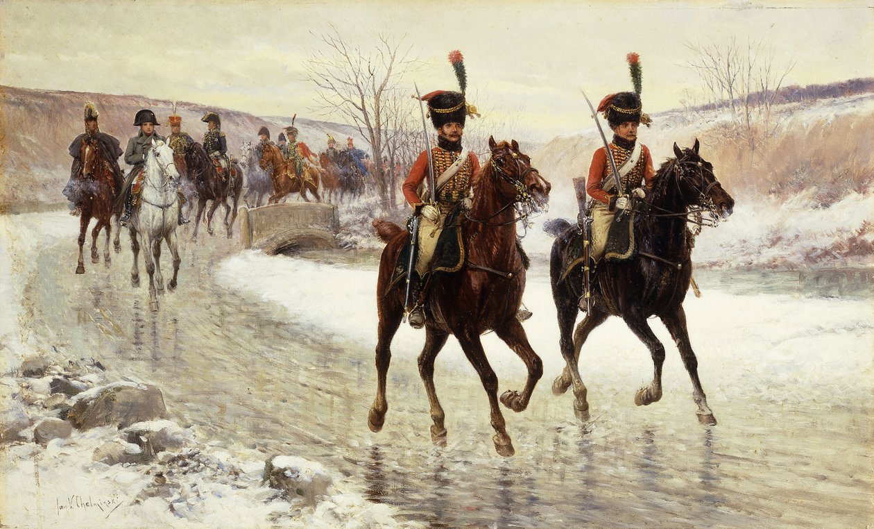 Napoleon en zijn escorte door Jan van Chelminski