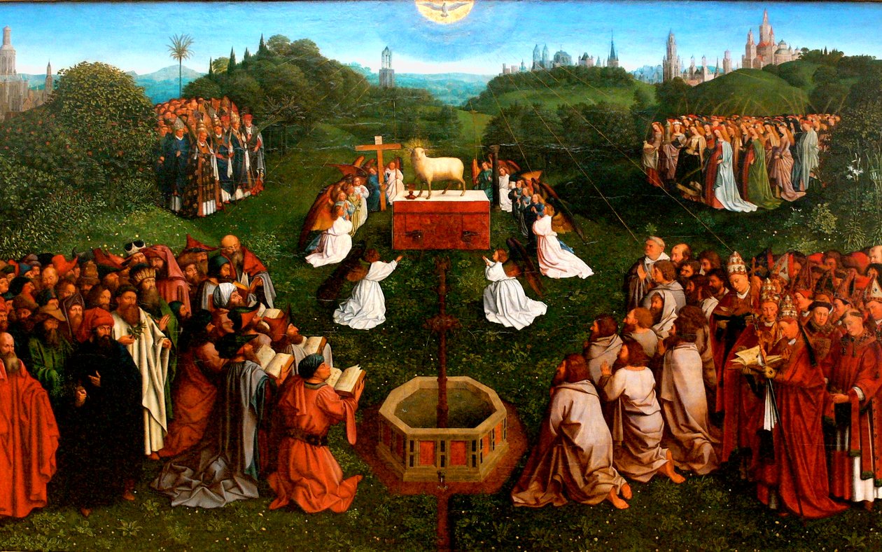 Aanbidding van het Lam uit het Lam Gods van het Lam Gods van Gent door Jan van Eyck