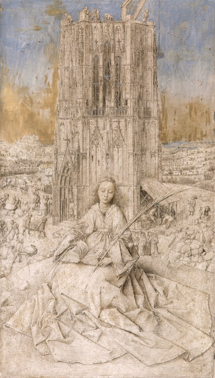 Heilige Barbara, ca. 1427 (olieverf op paneel) door Jan van Eyck