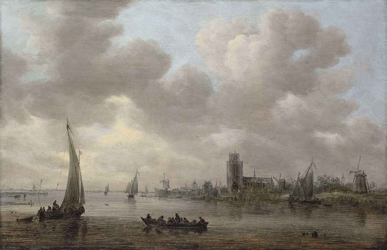 Uitzicht op de Maas met daarachter Dordrecht door Jan van Goyen