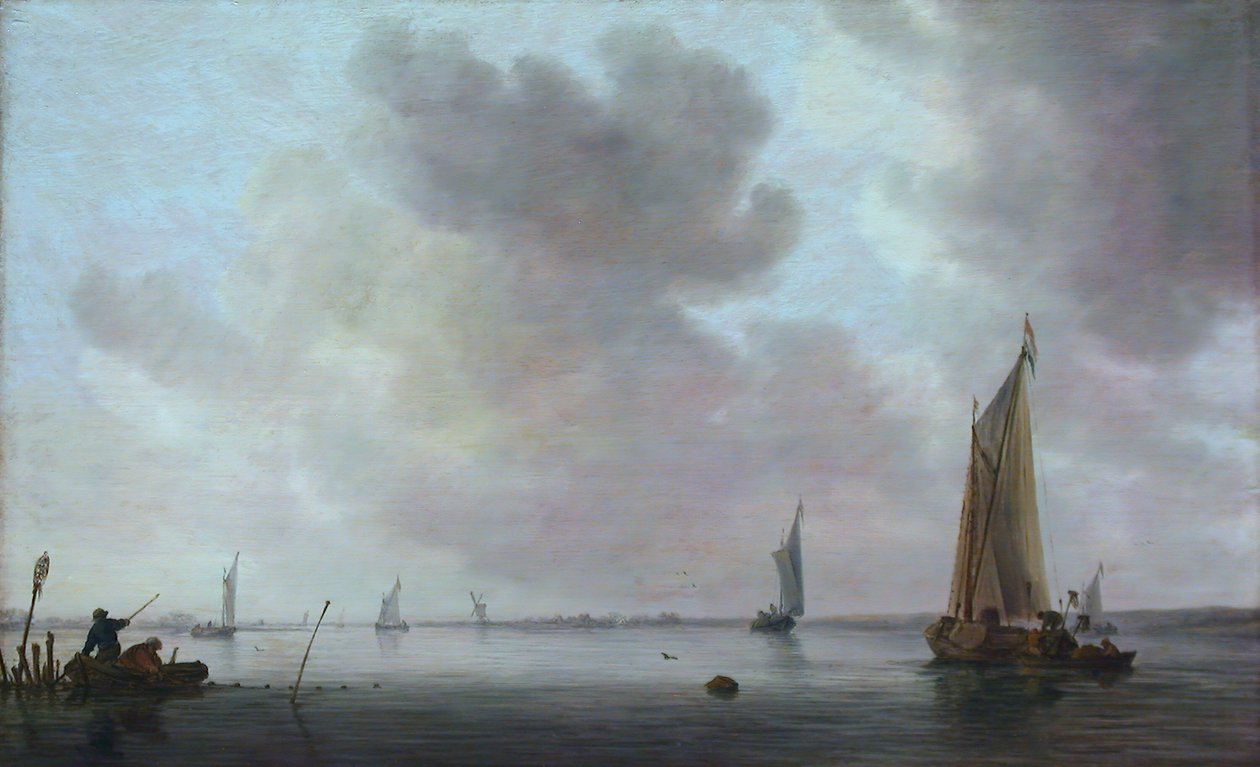 Vissersboten bij een Estuarium, 1633 door Jan van Goyen