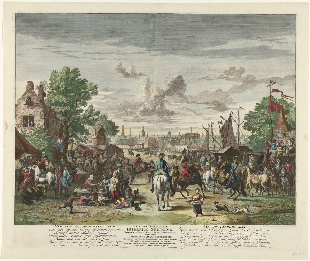 Paardenmarkt, ca. 1702 (title on object) door Jan van Huchtenburg