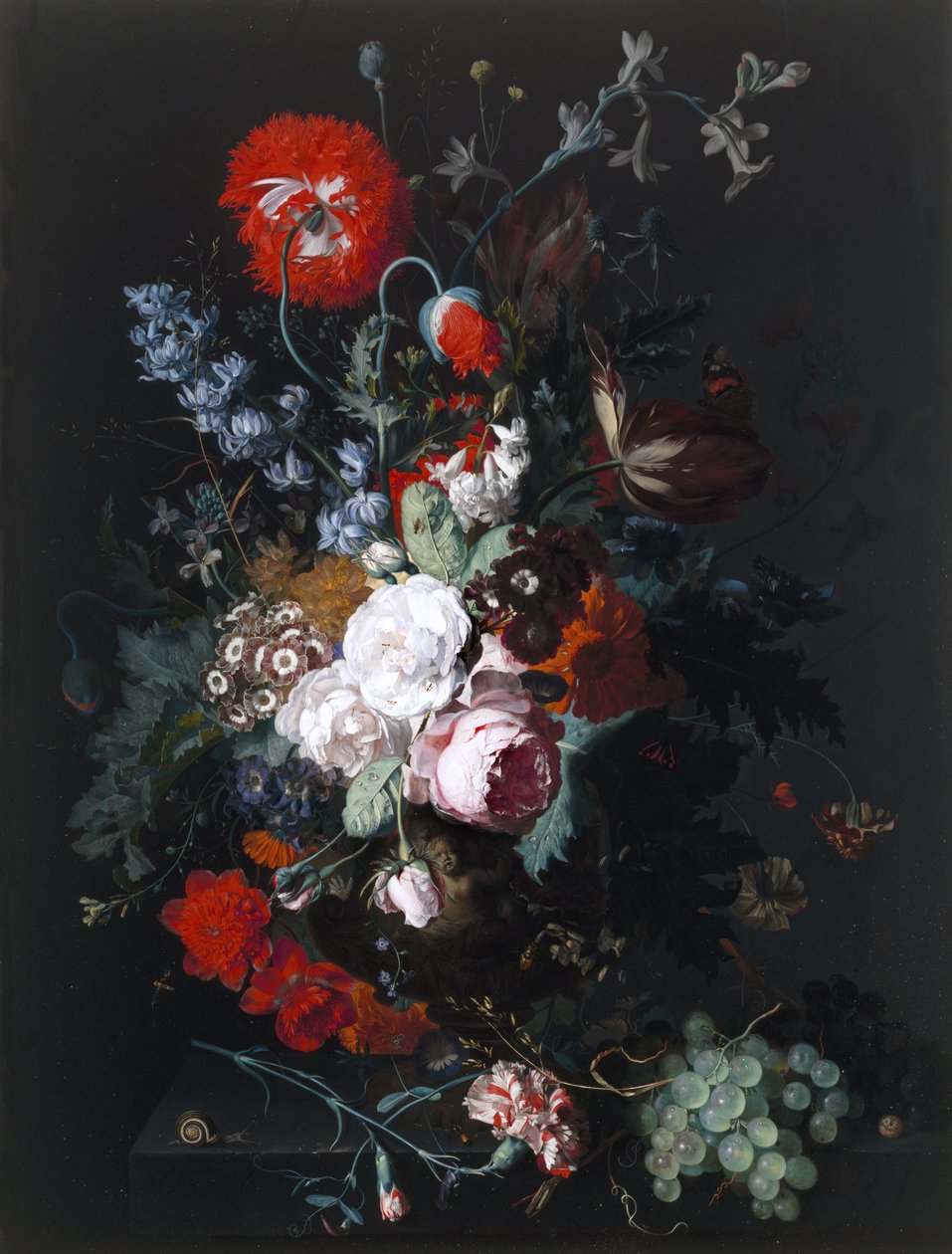 Stilleven van bloemen en fruit door Jan van Huysum