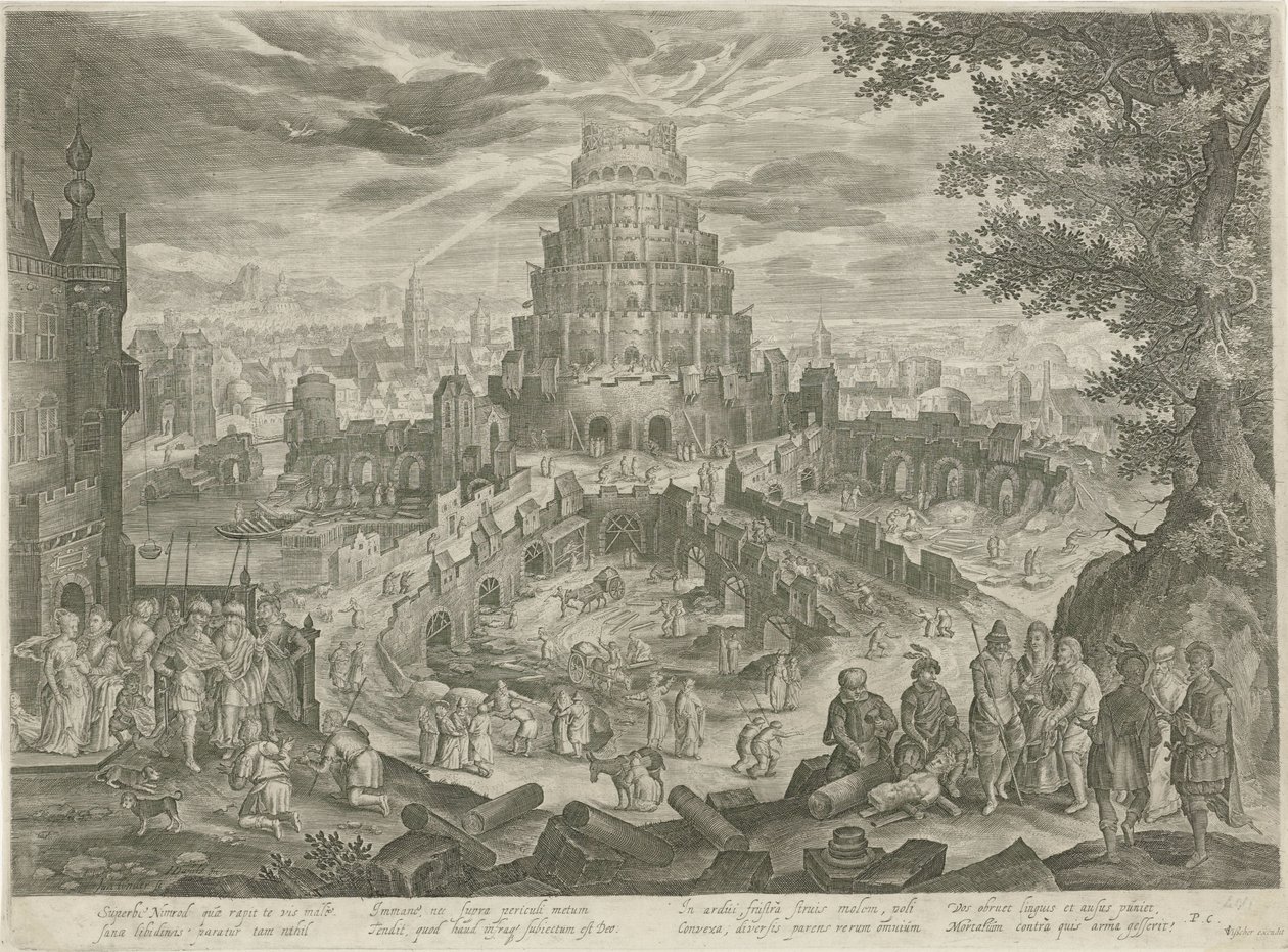 Nimrod laat de Toren van Babel bouwen door Jan van Londerseel