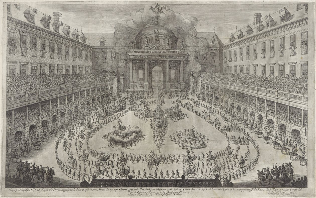 Caroussel in de hofburg te Wenen door Jan van Ossenbeeck