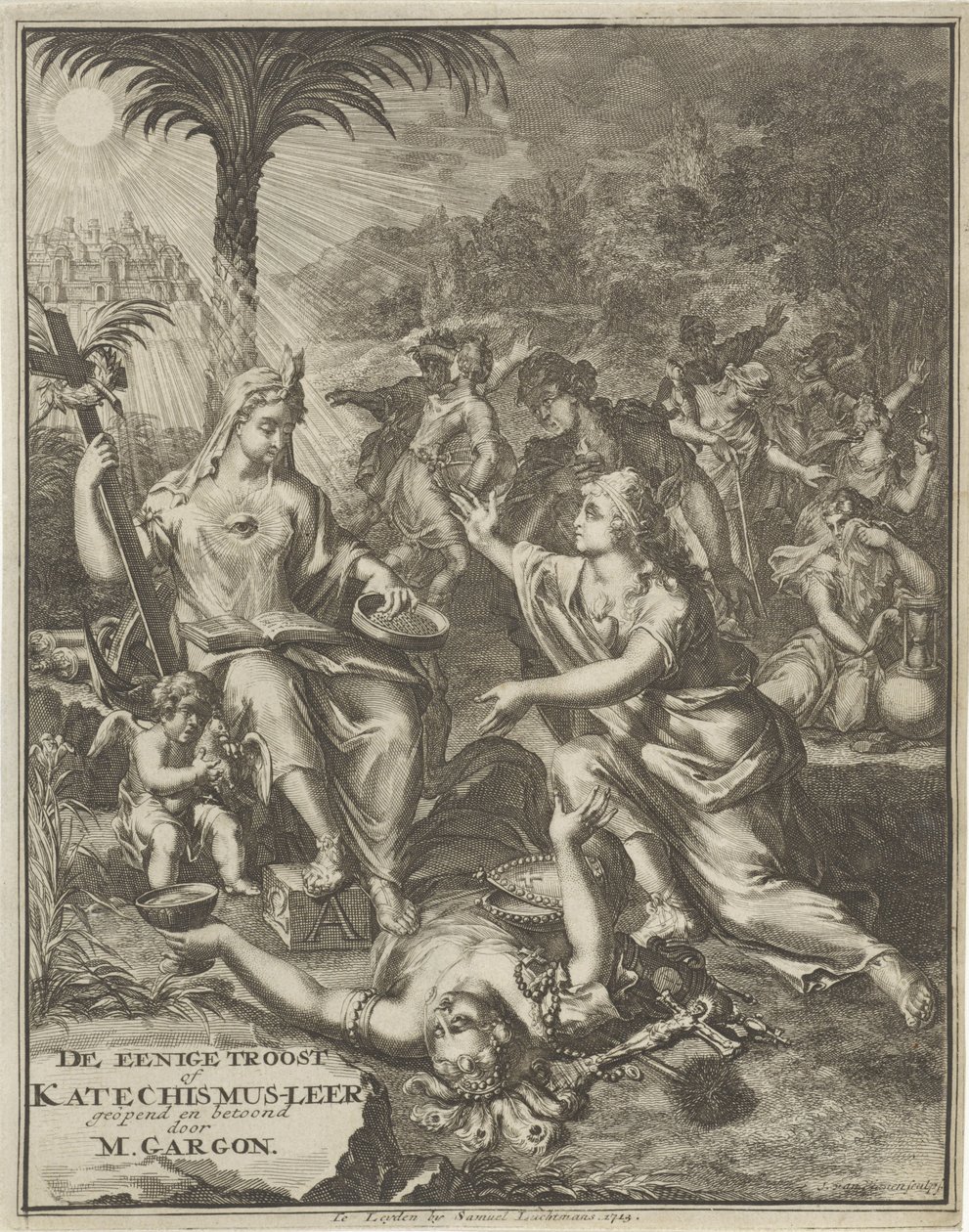 Titelpagina voor: M. Gargon, De eenige troost, 1713 door Jan van Vianen