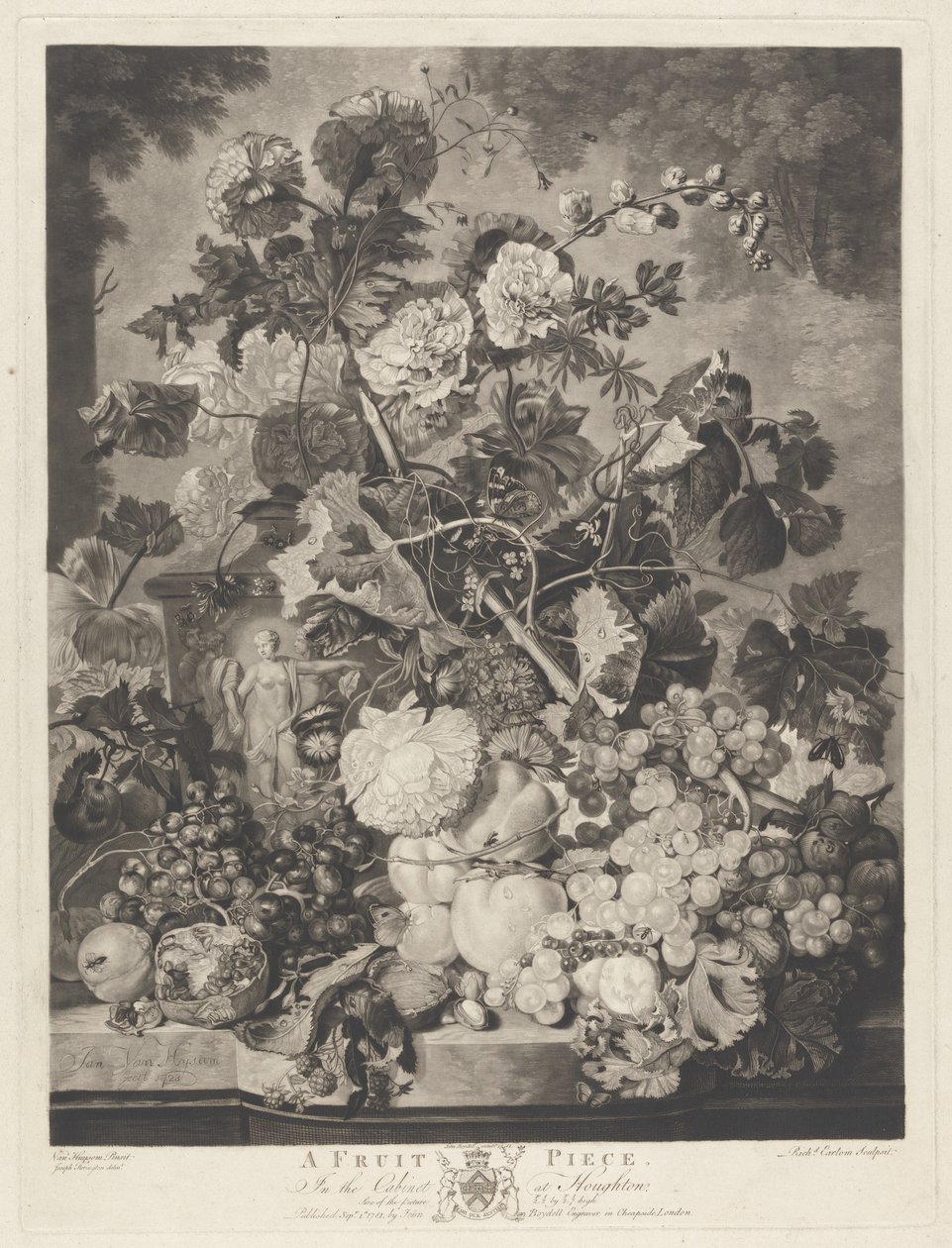 Een Stuk Fruit, gegraveerd door Richard Earlom, 1781 door Jan van after Huysum