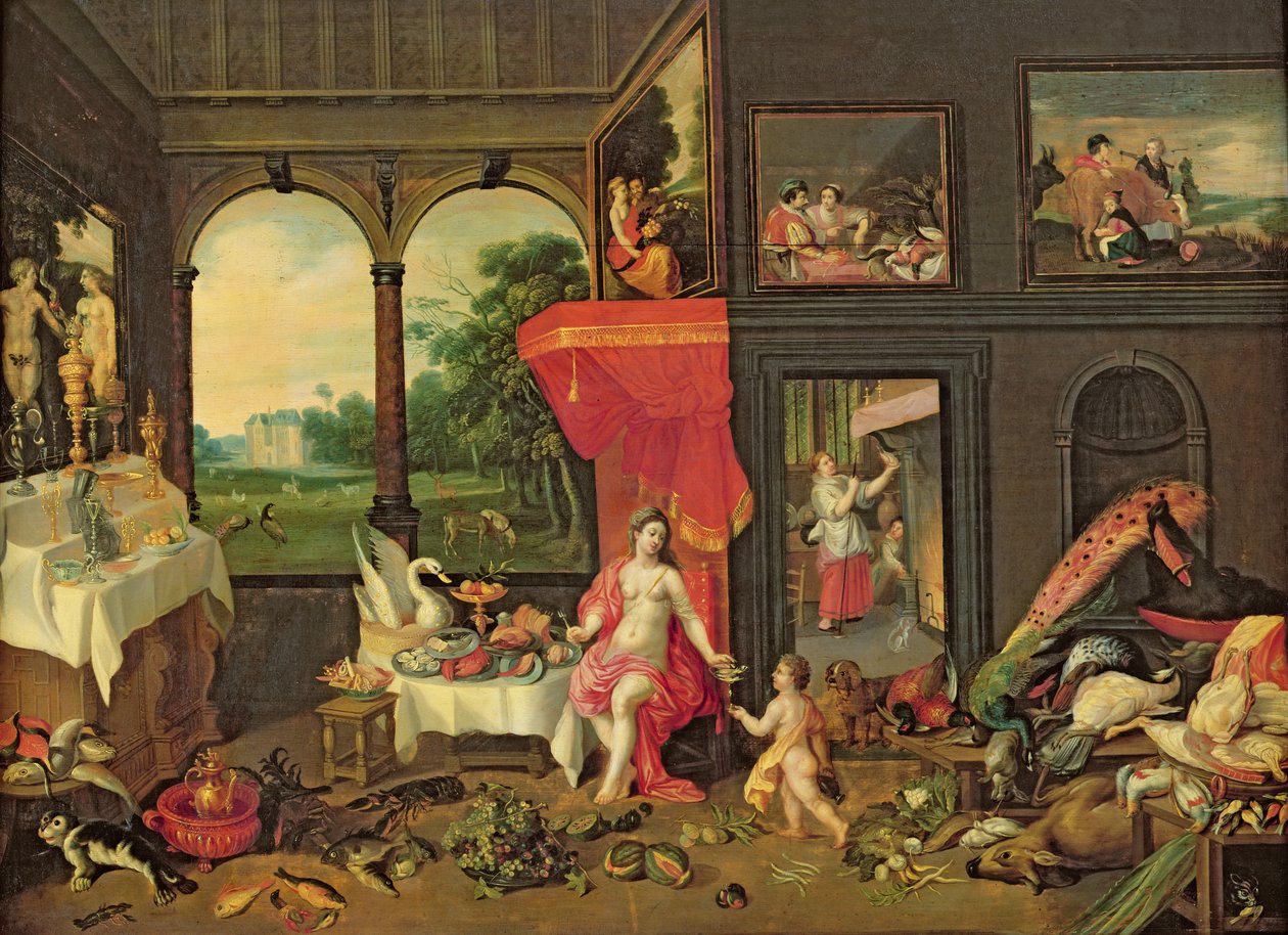 Allegorie van de Smaak door Jan van and Balen, Hendrik van Kessel