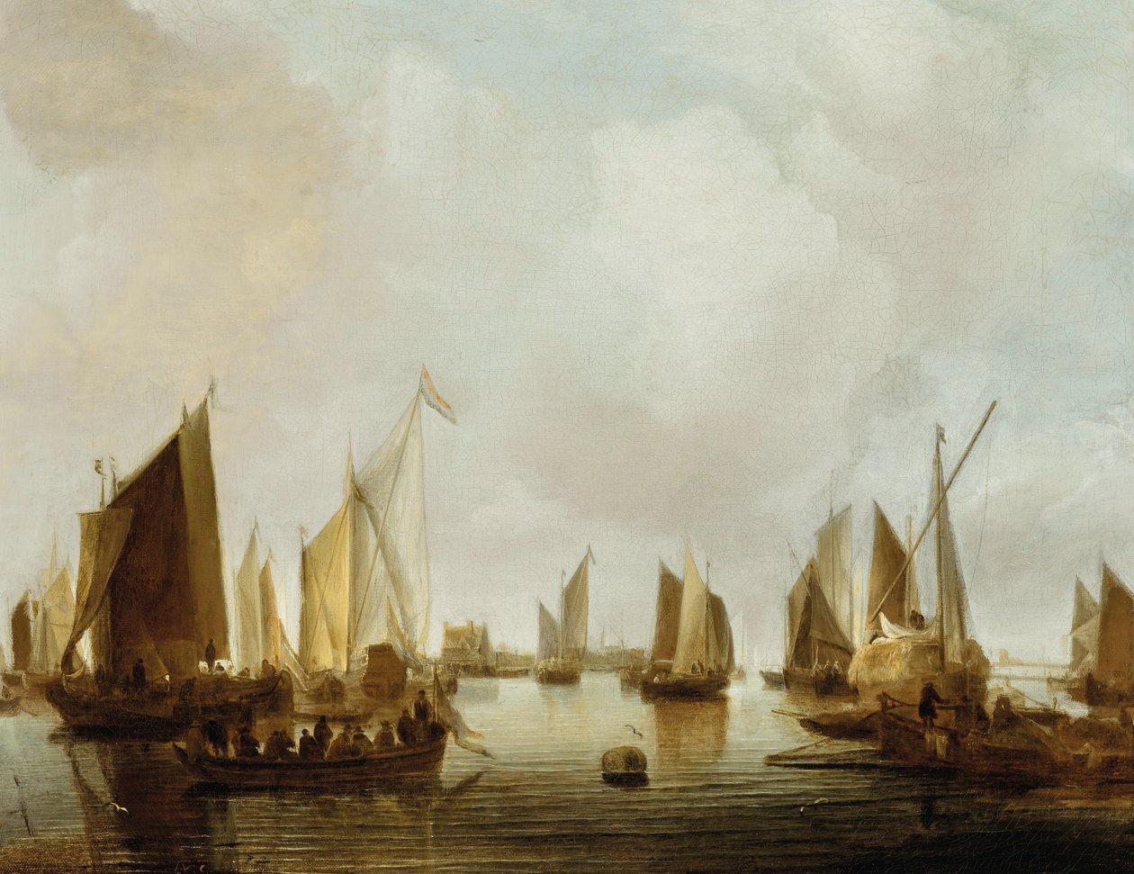 Dutch: Schepen in een riviermonding A Sea-Port door Jan van de Cappelle