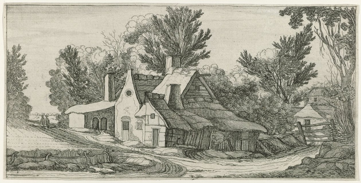 Landschap met boerderijen door Jan van de Velde (II) (manner of)