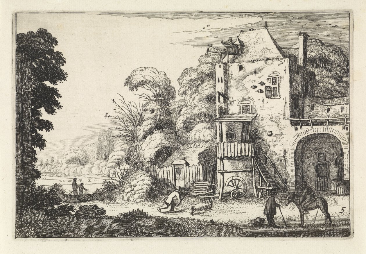 Herberg in een landschap door Jan van de Velde (II)