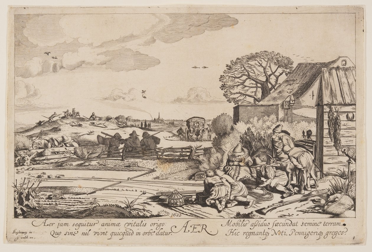 Lucht (met uitzicht op Haarlem), uit De vier elementen door Jan van de Velde II