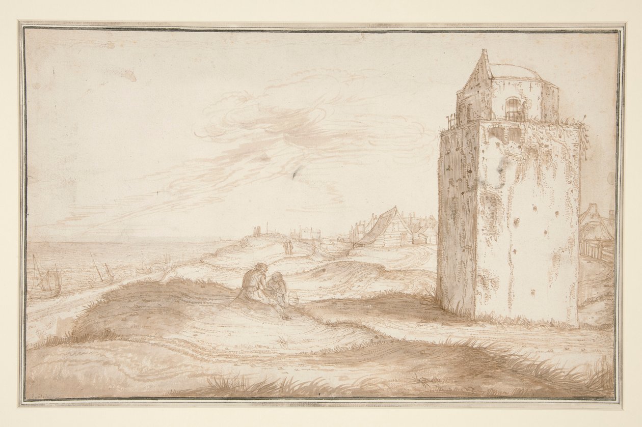 De duinen en de vuurtoren bij Zandvoort door Jan van de Velde II