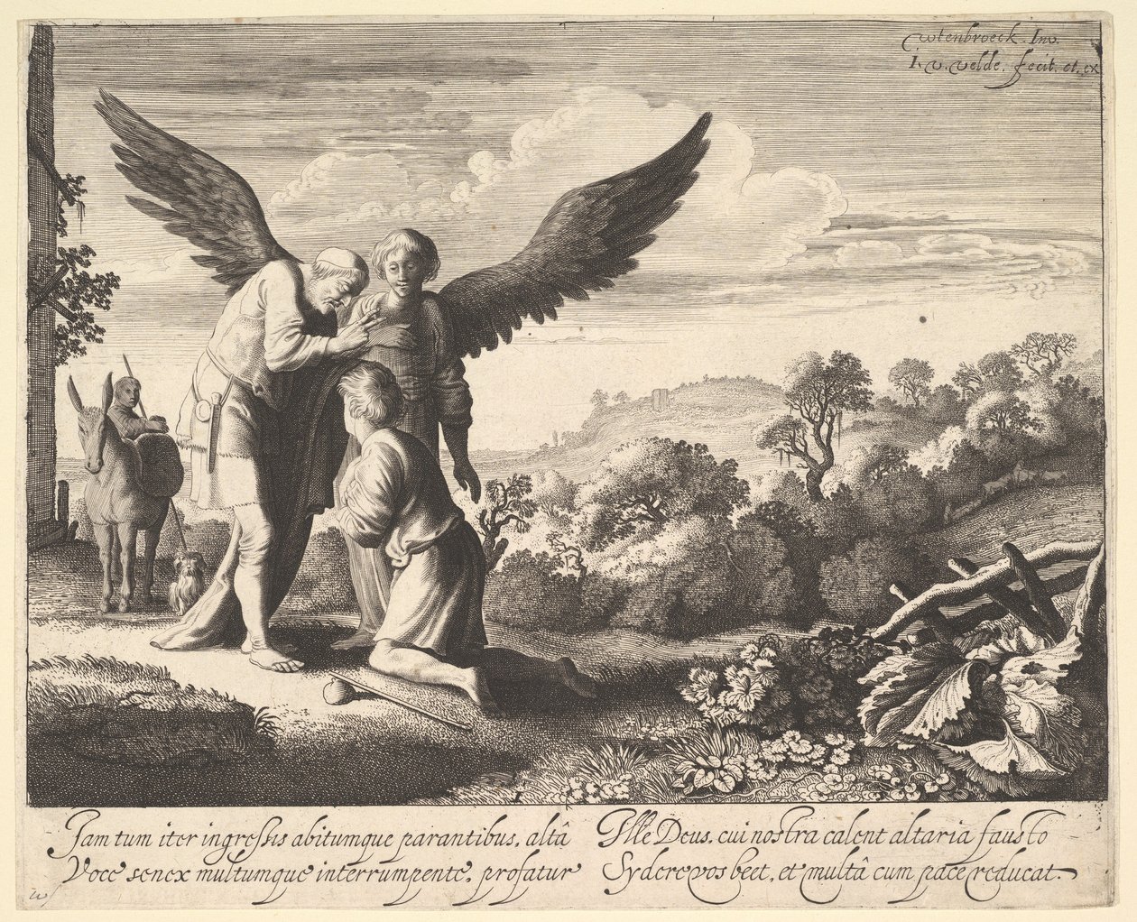 Tobias Gezegend door Blinde Tobit door Jan van de Velde II