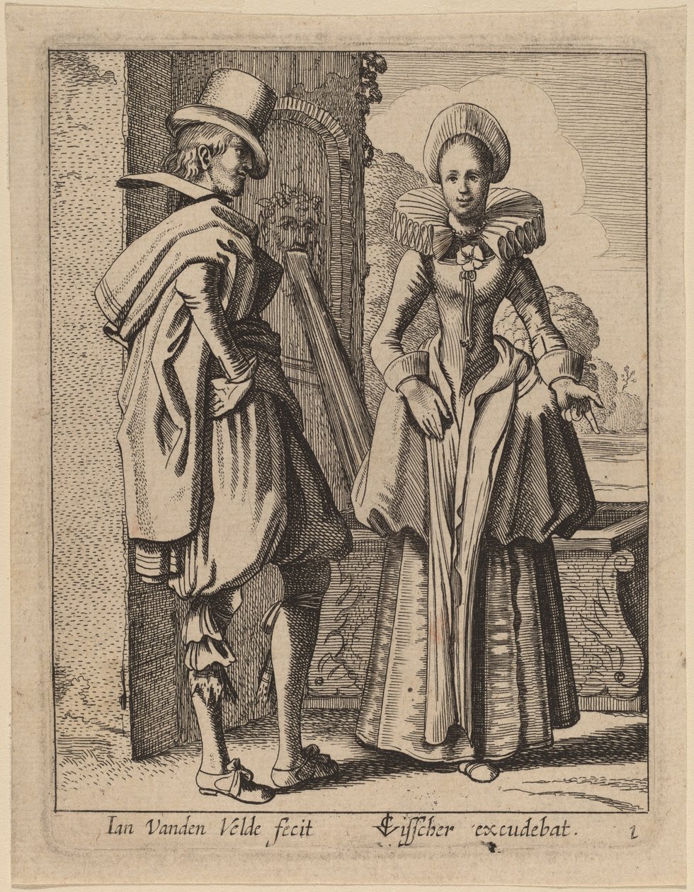 Twee Figuren in Kostuum door Jan van de Velde II
