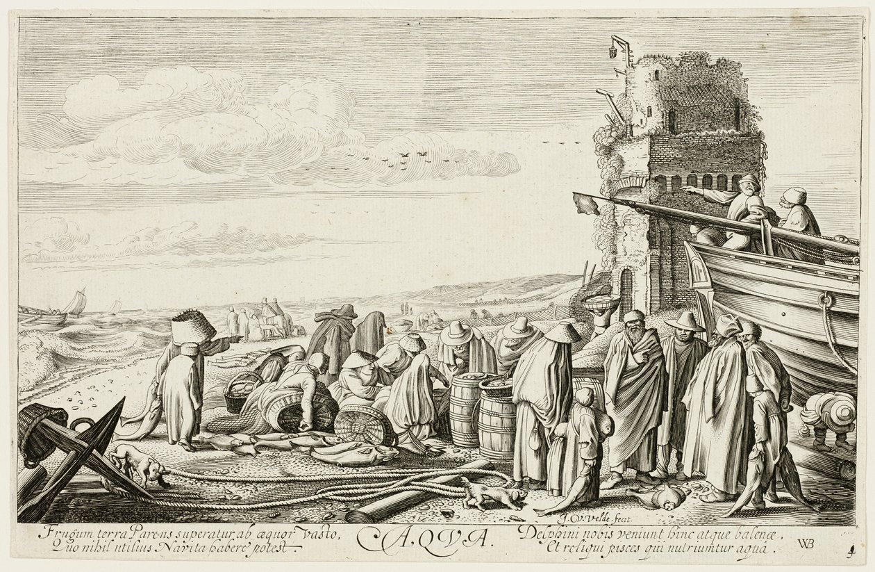 Water, plaat drie uit De vier elementen door Jan van de Velde II