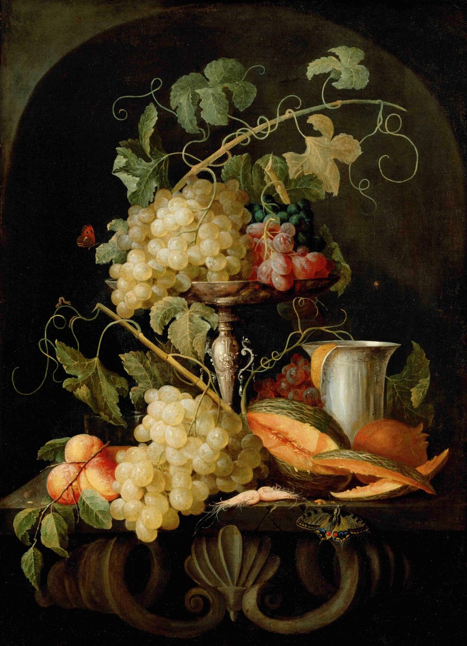 Stilleven met fruit door Jan van den Hecke