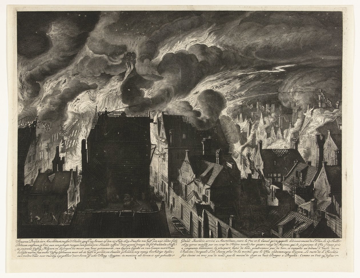 Het blussen van de zware brand aan de Elandsgracht, 1679 door Jan van der Heyden (attributed to)