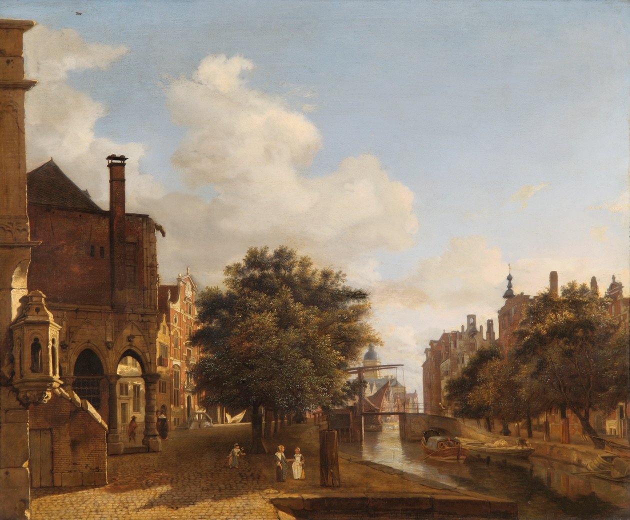Architectonische fantasie, met het oude stadhuis, Amsterdam ca. 1667-72 door Jan van der Heyden