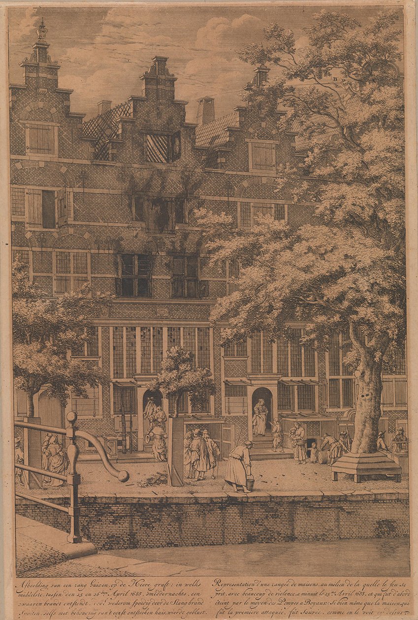 Blussing van brand aan de Heerengracht (25-26 april 1683) door Jan van der Heyden