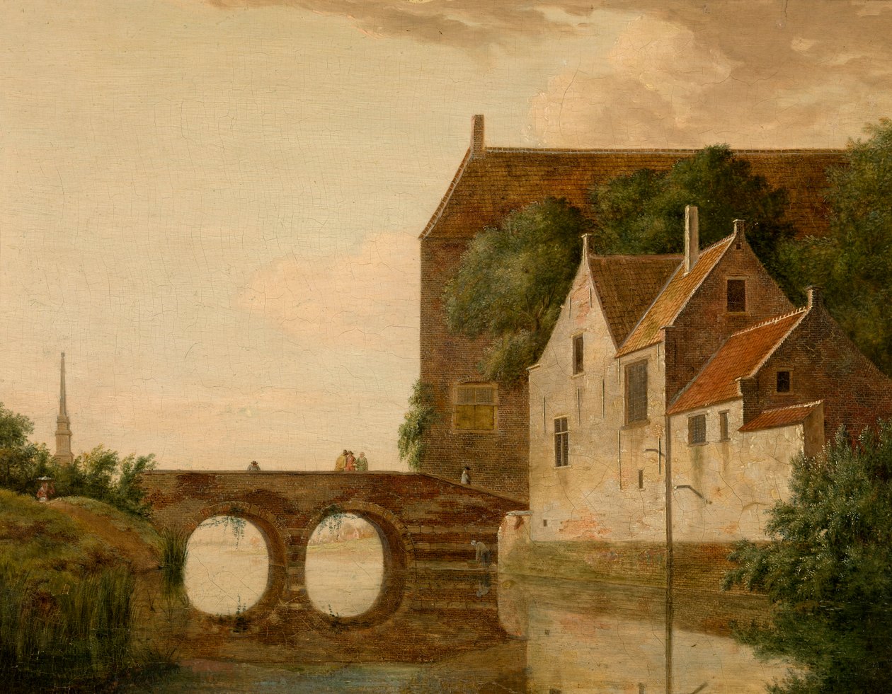Brug over een rivier door Jan van der Heyden