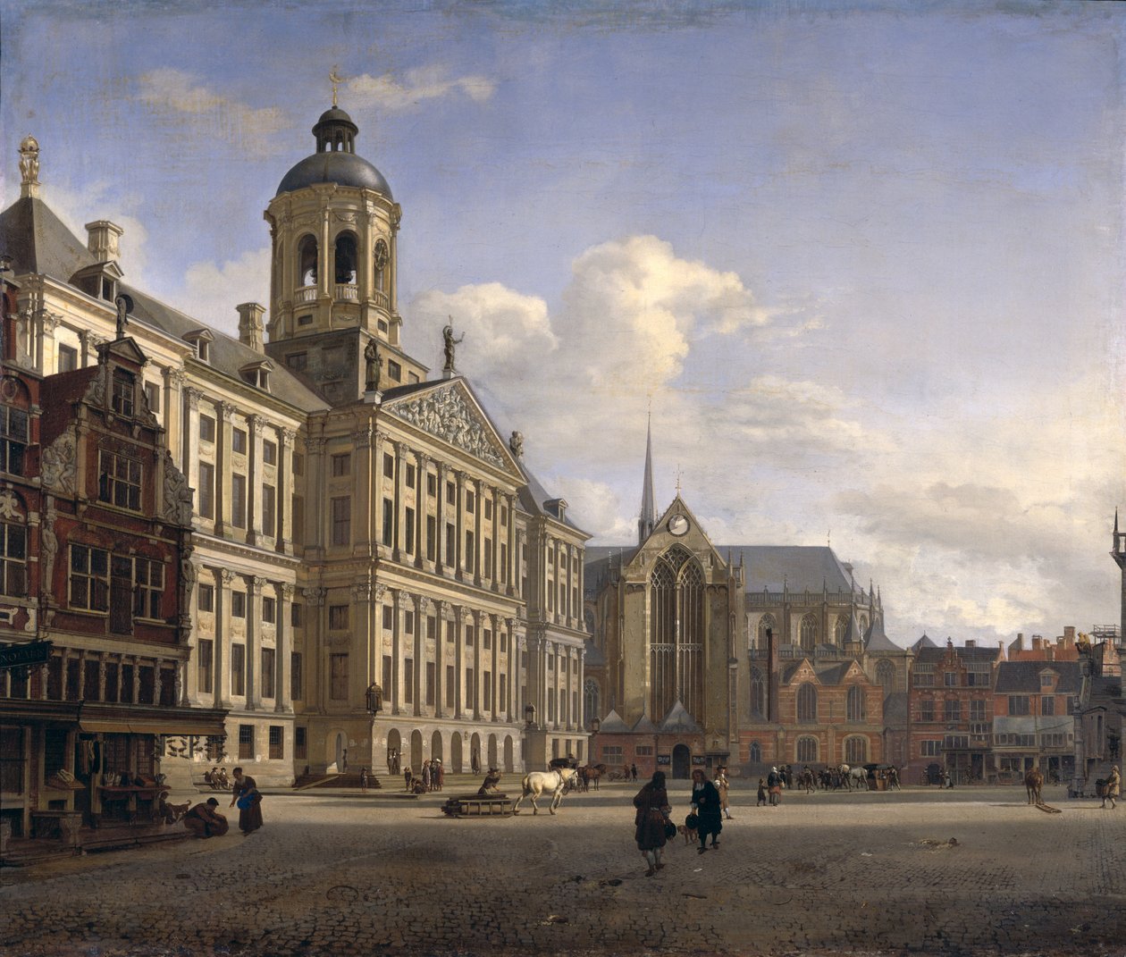 Het Nieuwe Stadhuis, Amsterdam, 1668 door Jan van der Heyden