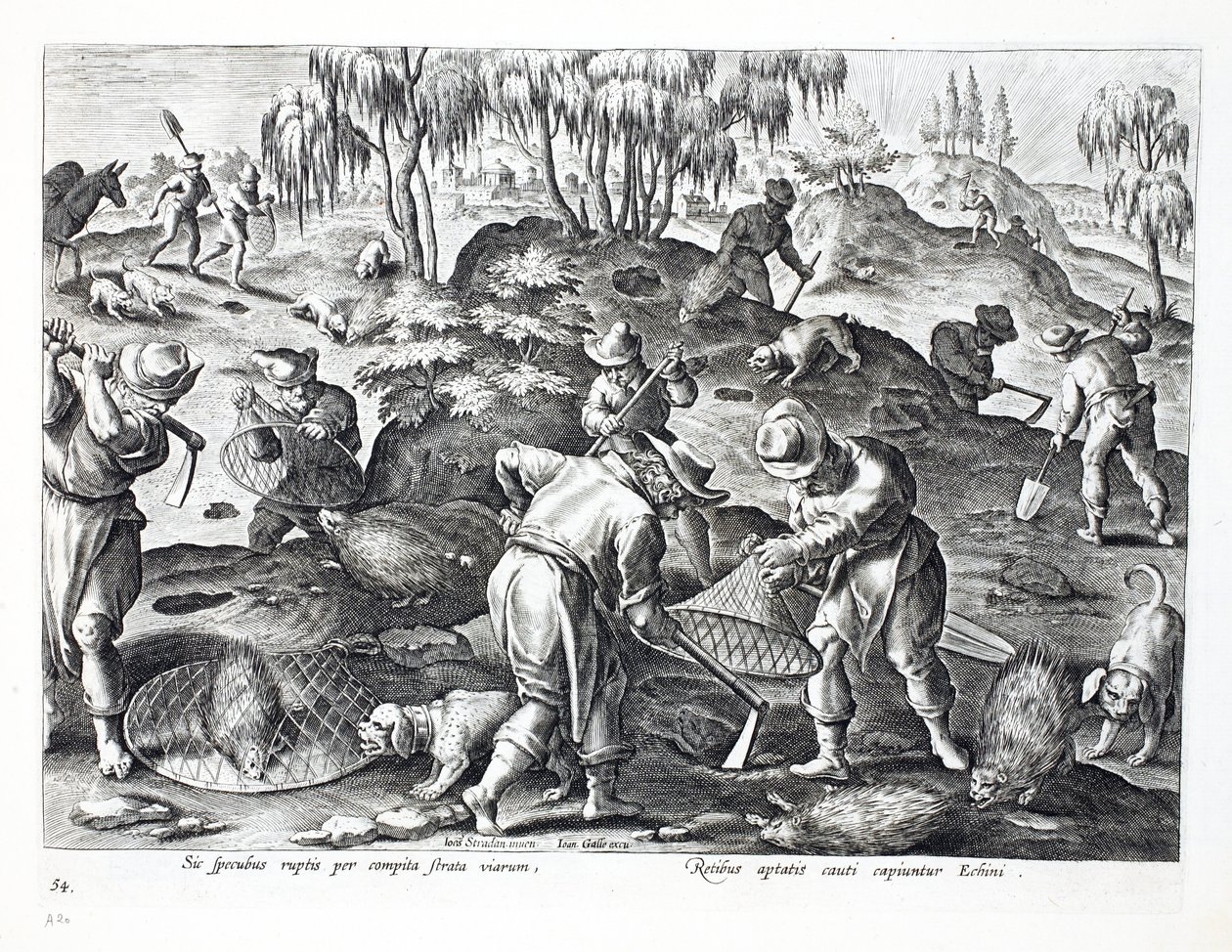 Het uitgraven en vangen van stekelvarkens, plaat 54, illustratie uit 